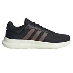 A black sneaker with brown stripes, featuring a white Cloudfoam sole, designed for comfort and casual wear.