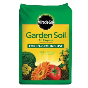 Miracle-Gro Garden Soil All Purpose, for in-ground use, promotes growth for up to 3 months and improves soil for stronger roots.