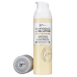 It Cosmetics Confidence in a Gel Lotion is a hydro-plumping, weightless moisturizer suitable for all skin types, providing 72 hours of hydration.