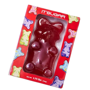 A large gummy bear from IT'SUGAR, weighing 1.75 lbs (794g). The packaging is red with colorful gummy bear illustrations.