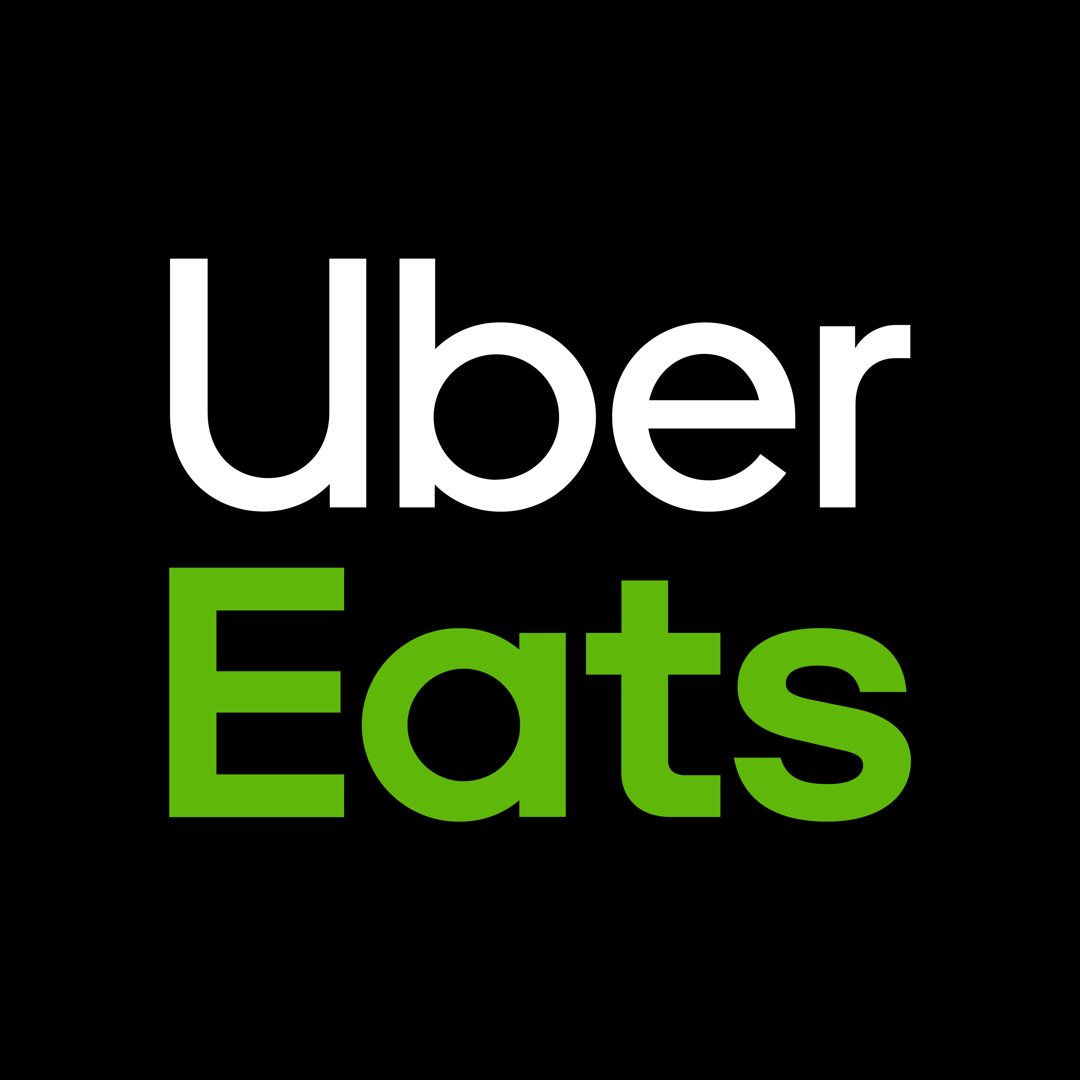 Uber Eats logo displaying the company's name in white and green.