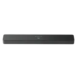 A Fire TV soundbar with touch controls on top, featuring a sleek, minimalist design.