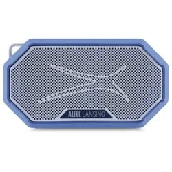 A blue Altec Lansing portable Bluetooth speaker with a rugged design and a front metal grille displaying the brand logo.