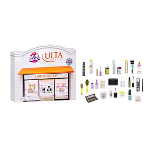 Limited Edition Ulta Beauty Mini Brands set featuring 25 miniature beauty products, including haircare, skincare, and makeup items.