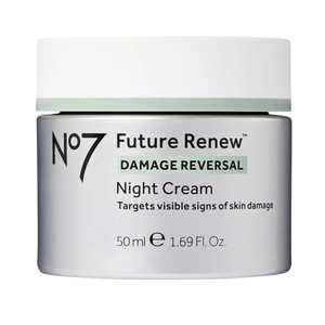 No7 Future Renew Damage Reversal Night Cream, 50 ml (1.69 Fl. Oz.), targets visible signs of skin damage.