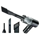 Cordless handheld vacuum cleaner with various attachments, including a narrow nozzle, a flat nozzle, and a brush attachment, designed for precise cleaning tasks.