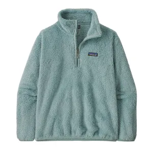 Light blue, fuzzy quarter-zip fleece pullover with a chest logo tag.