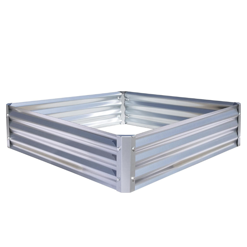 Arrow GrowIT Raised Bed Garden is a sturdy, square metal frame designed for gardening. It is lightweight and features corrugated panels for strength and durability, ideal for creating an elevated planting area.