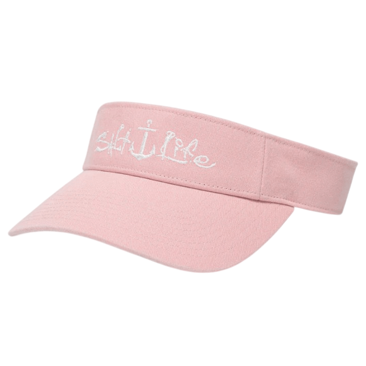 A pink visor cap featuring the embroidery \“Salt Life\“ with an anchor integrated into the design.