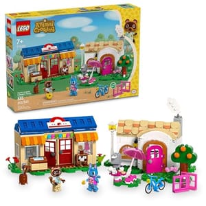 LEGO set themed around Animal Crossing for ages 7+, containing 535 pieces, featuring buildable scenes with a shop, garden, and figures.