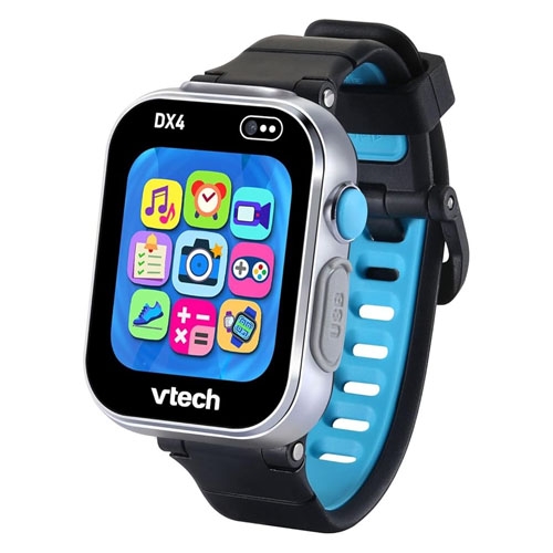 a black and blue smart watch for kids