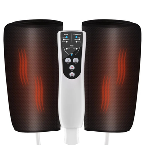 Leg massager with a digital control panel, featuring adjustable settings for mode, pressure, and heat levels.