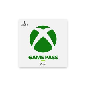 A card displaying the Xbox Game Pass Core logo, indicating a 3-month subscription to the service.
