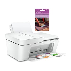 HP printer with a subscription card for $25 worth of Instant Ink service, offering convenient ink delivery.