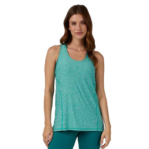 The 32 Degrees Racerback Tank is a sleeveless, teal athletic top with a racerback design, perfect for workouts or casual wear. It features a lightweight, breathable material for comfort.