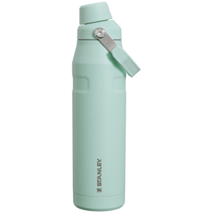 A mint green Stanley Clean Slate IceFlow Bottle with a flip-top spout and a carry handle. It features the Stanley logo on the side.