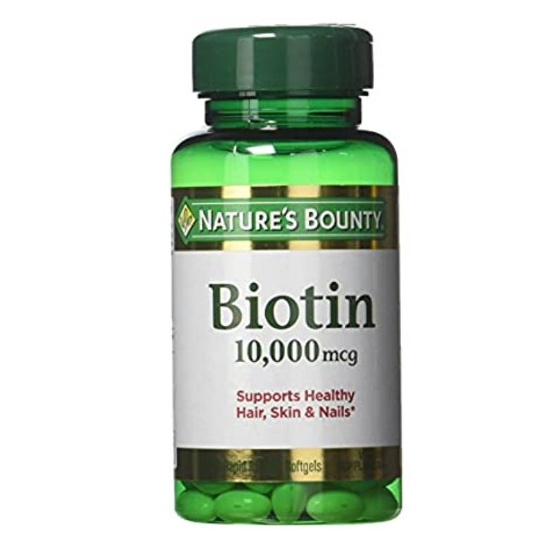 Nature's Bounty Biotin 10,000 mcg softgels, supporting hair, skin, and nail health.
