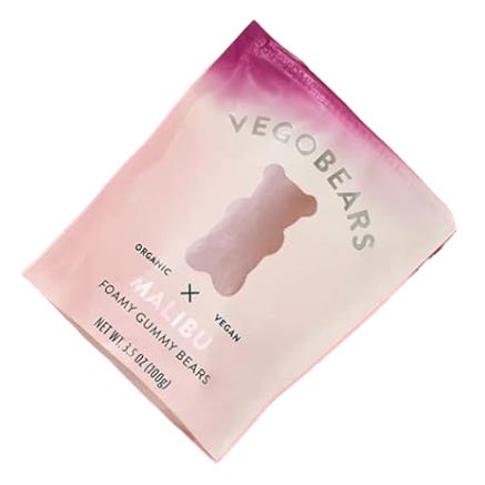 Package of VegoBears organic and vegan foamy gummy bears.