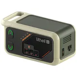 Portable power station with various input/output ports, including USB and AC, labeled \“litheli Flint 300\“.