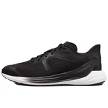 Black running shoe with a mesh upper, black laces, and a white cushioned sole.