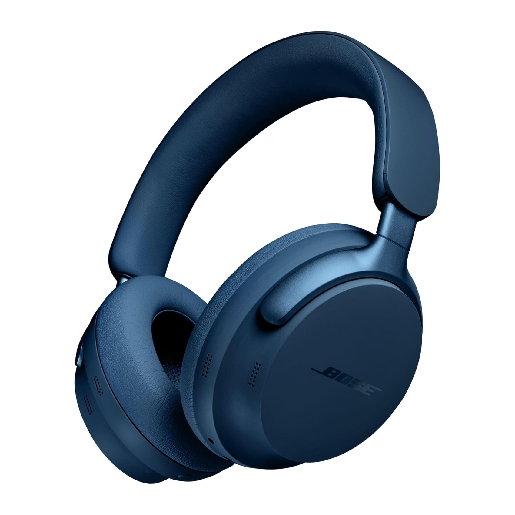 Blue over-ear wireless headphones with a padded headband and ear cups, featuring the brand \“Bose.\“