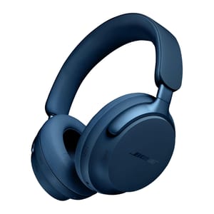 Blue over-ear wireless headphones with a padded headband and ear cups, featuring the brand \“Bose.\“