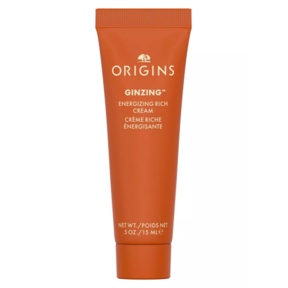 Origins GinZing Energizing Rich Cream, 0.5 oz (15 ml), in an orange tube.