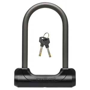 A U-lock with two keys, featuring a robust design for secure locking.