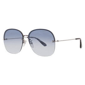 Square-shaped sunglasses with thin metal frames and gradient blue lenses.