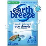 Earth Breeze Laundry Detergent Eco Sheets (60 loads) are ultra-concentrated, fresh-scented sheets that dissolve quickly. They tackle stains, fight odors, and protect colors without using a plastic jug.