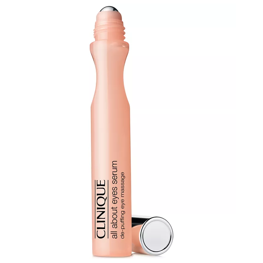 Clinique All About Eyes Serum for depuffing eye massage.
