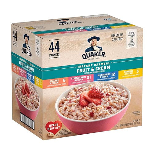 44-count quaker fruit and cream oatmeal