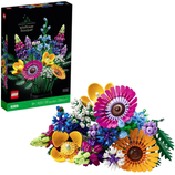 LEGO \“Wildflower Bouquet\“ set from the Botanical Collection, featuring 939 pieces for ages 18+, with colorful floral designs.