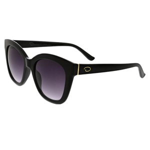 Black cat-eye sunglasses with dark lenses, featuring a subtle gold accent on the arms.