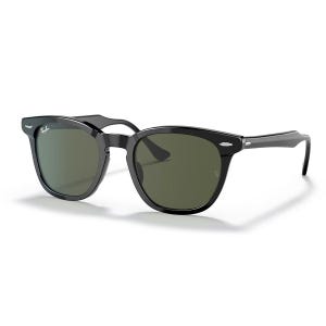 Ray-Ban Hawkeye Sunglasses feature a black square frame with dark green lenses and the Ray-Ban logo on the upper corner of the right lens.