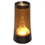 A sleek, amber-colored humidifier with integrated illumination and power controls, labeled \“Vornado Alchemy.\“