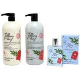 Philosophy \“Falling in Love\“ set includes a firming body emulsion, a shower gel, and an eau de parfum, featuring fruity and musky scents with notes of blackberry, raspberry, vanilla, amber, and musk.