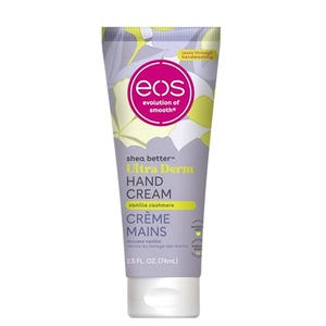 eos Ultra Derm Hand Cream, vanilla cashmere scent, 2.5 fl oz, designed for lasting moisture and handwashing durability.
