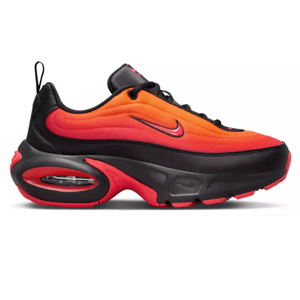 Nike Air Max Pulse sneakers featuring a gradient orange to red upper with black accents, a visible air unit in the midsole, and a rubber outsole for traction.