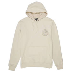 Beige Billabong men's hoodie with a drawstring hood, front kangaroo pocket, and a small circular logo on the left chest.