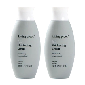 Two bottles of Living Proof Full Thickening Cream, 109 ml (3.7 fl oz) each, designed to boost hair body.