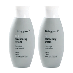 Two bottles of Living Proof Full Thickening Cream, 109 ml (3.7 fl oz) each, designed to boost hair body.
