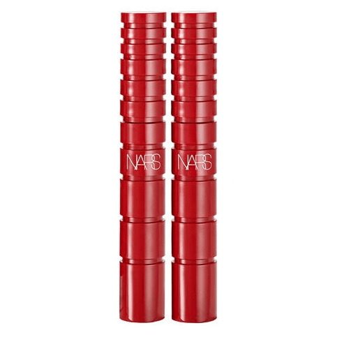 Two stacked red NARS lipstick tubes with the brand logo visible.