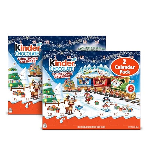 a two pack of kinder chocolate advent calendars