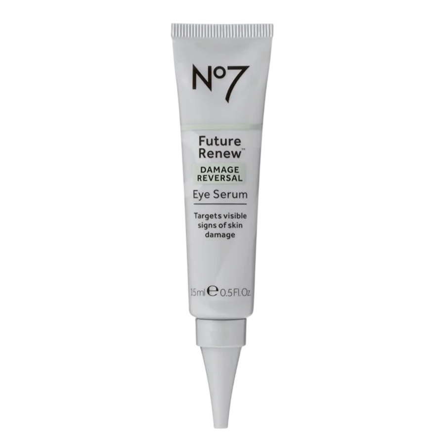 No7 Future Renew Damage Reversal Eye Serum, 15ml, targets visible signs of skin damage.