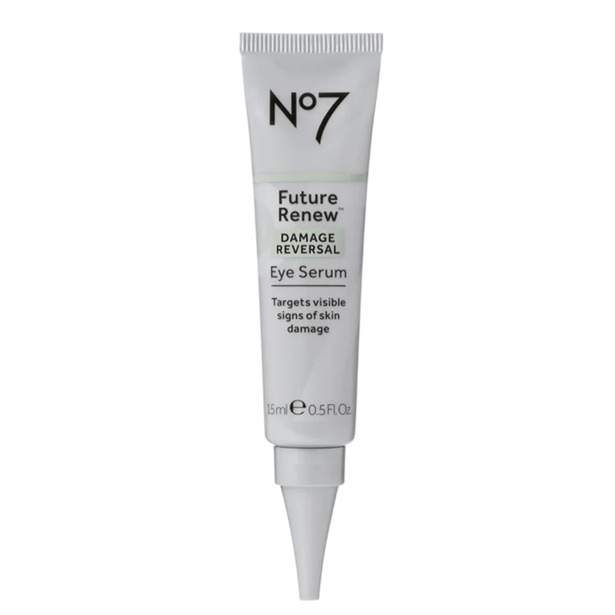 No7 Future Renew Damage Reversal Eye Serum, 15ml, targets visible signs of skin damage.