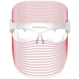 LED light therapy mask with red light lines and the brand name Dermalactives across the front.