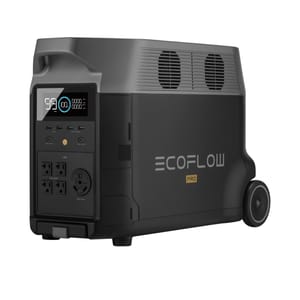 EcoFlow portable power station with multiple outlets and digital display, designed for efficient power supply in various settings.