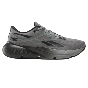 Gray Reebok running shoe with a thick, cushioned sole and black accents, featuring the Reebok logo on the side.
