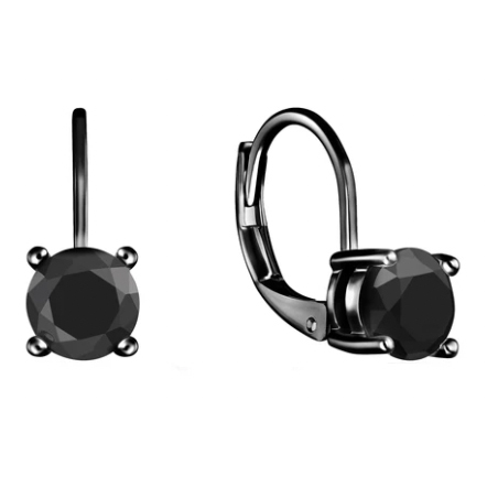 Black Onyx Drop Earrings feature round-cut black onyx stones set in silver-tone metal with secure lever-back clasps. The simple yet elegant design makes them suitable for various occasions.